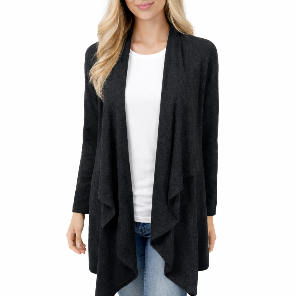 Barefoot Dreams Black Chic Lite Cozy Calypso Draped Open Cardigan size S/M